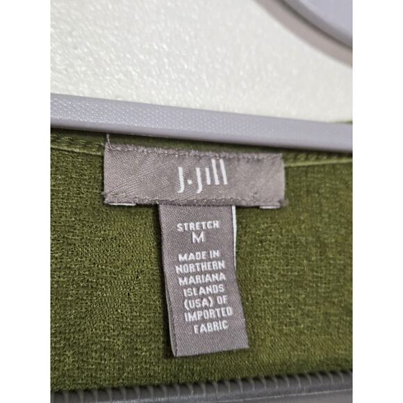 J. JILL Floral Textured Long Sleeve Stretchy Top Medium Green Christmas Holiday - Picture 3 of 13